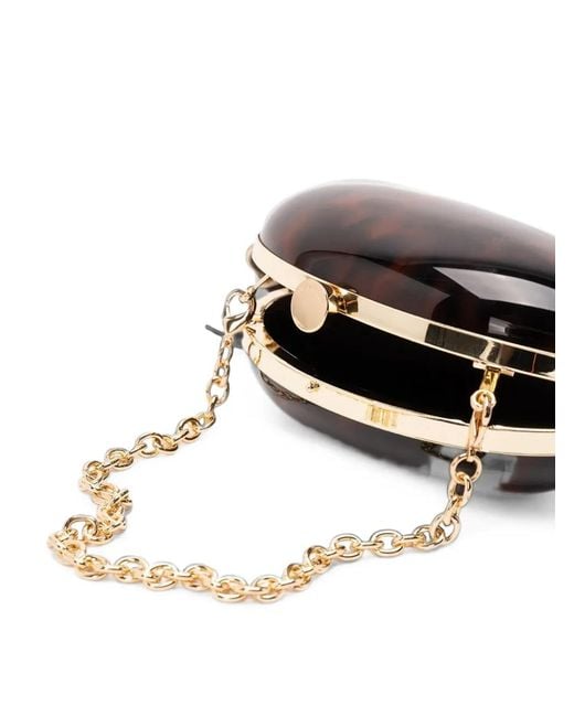 Self-Portrait Black Tortoiseshell-Effect Clutch Bag