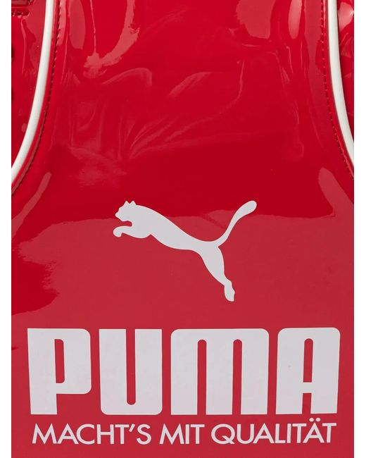 PUMA Red Logo Top-Handle Tote Bag
