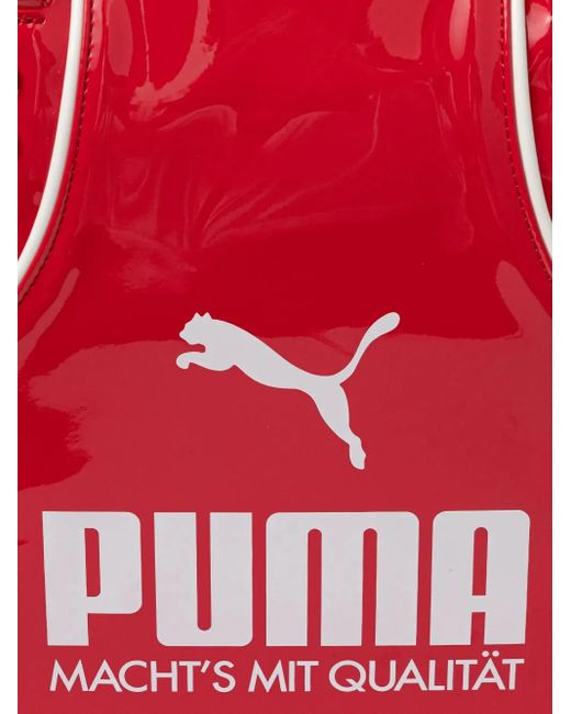 PUMA Red Logo Top-Handle Tote Bag