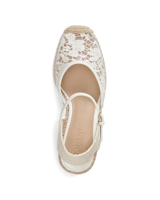 Ralph Lauren White Robby Lace Wedge Espadrilles