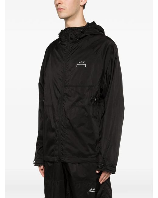 A_COLD_WALL* Black Logo-Print Drawstring Hooded Jacket for men