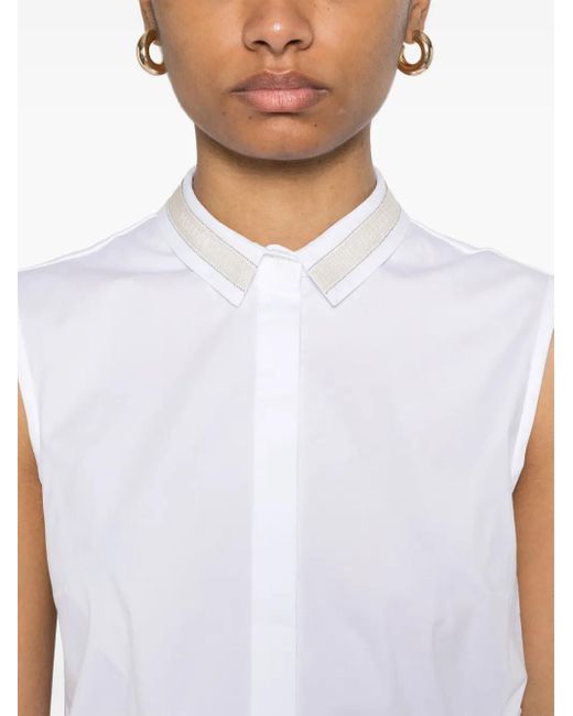 Peserico ロゴトリム シャツ White
