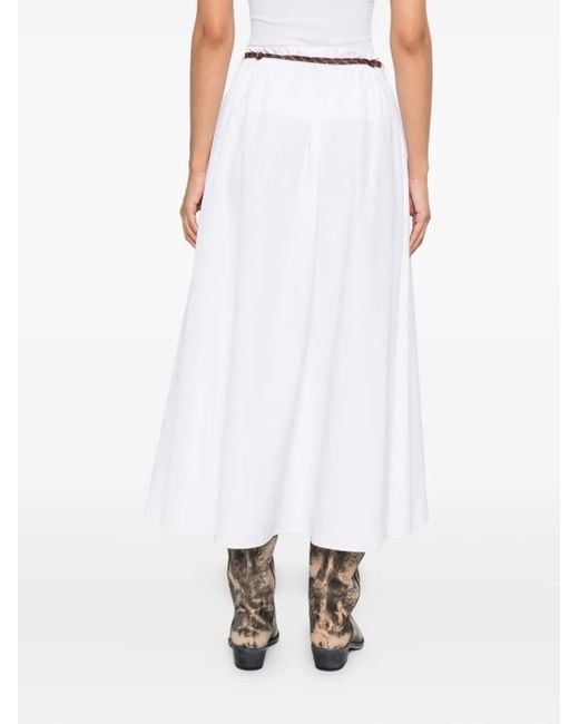 Falda midi con cintura elástica Miu Miu de color White