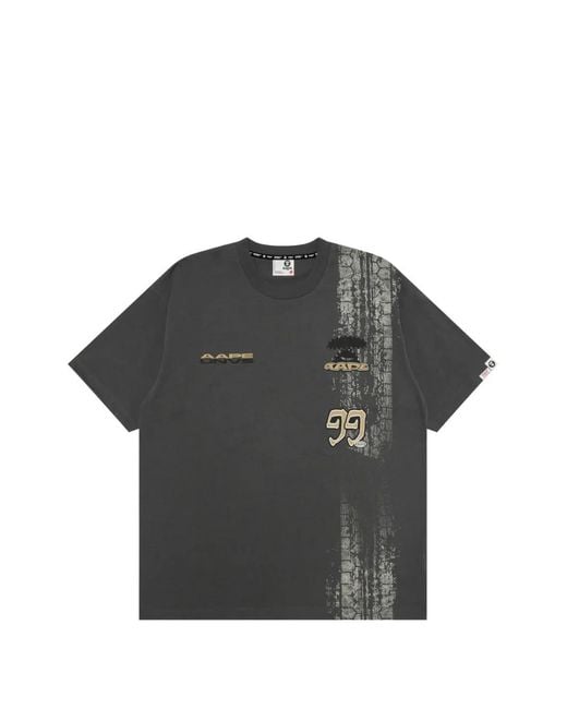 Aape By A Bathing Ape Black Aapeunvs Logo-Print Cotton T-Shirt for men