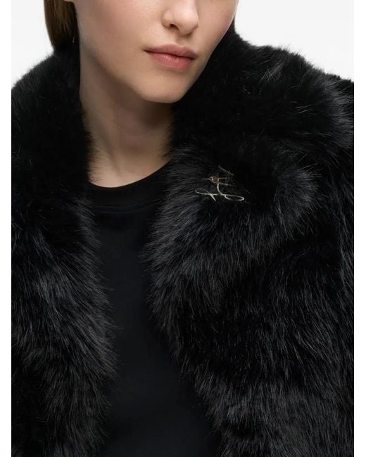 Karl Lagerfeld Black Belted Faux-Fur Coat