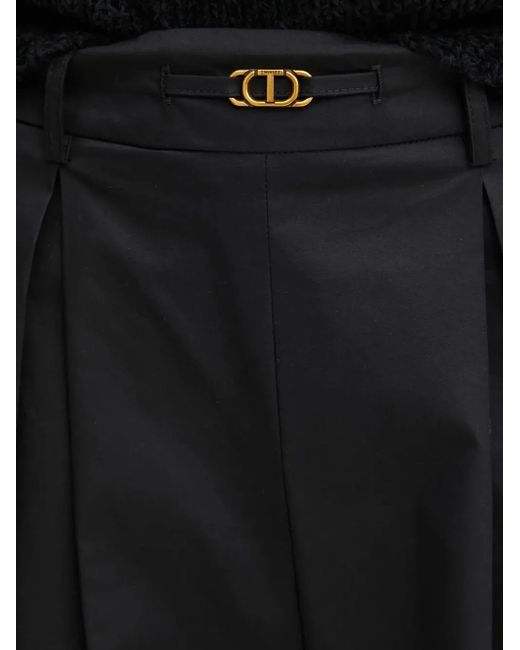 Twinset Black Pleated High-Waisted Trousers