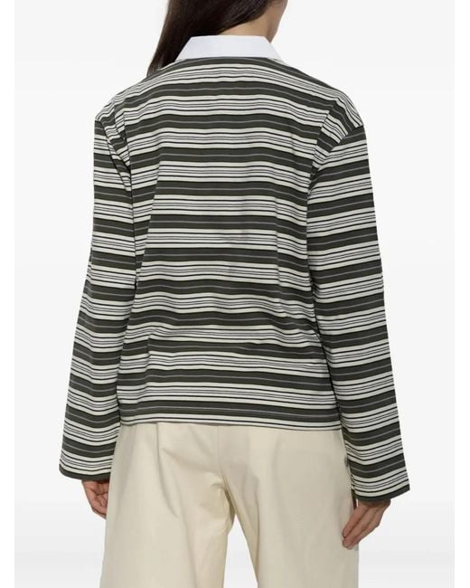 Rag & Bone Gray Striped Long-Sleeve Polo Shirt
