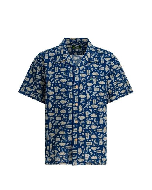 Montbell Blue Buttoned Pattern Shirt for men