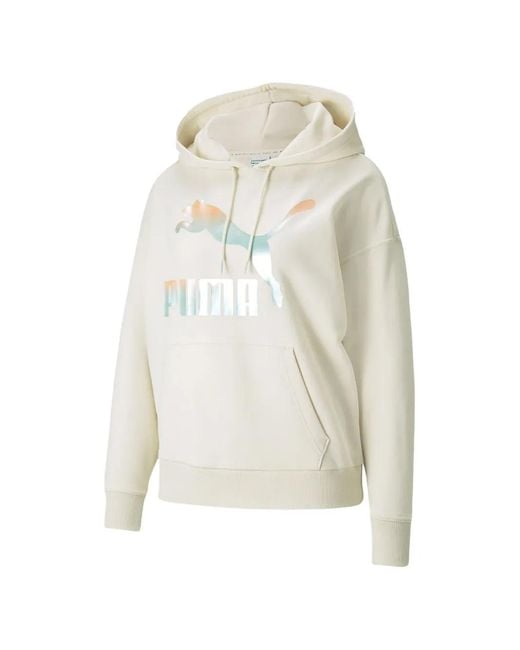 PUMA White Classics Logo-Print Hoodie