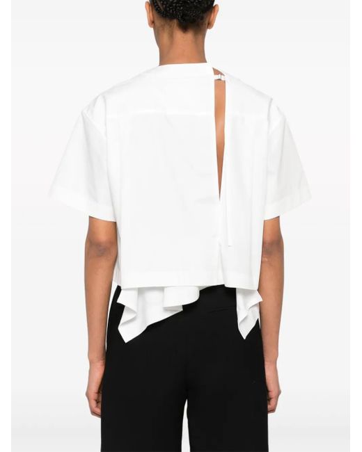 Sacai White Asymmetric Poplin T-Shirt