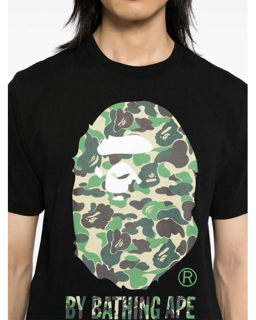A Bathing Ape Black Logo-Print Cotton T-Shirt for men