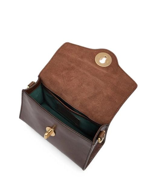 The Bridge Brown Twist-Lock Leather Tote Bag