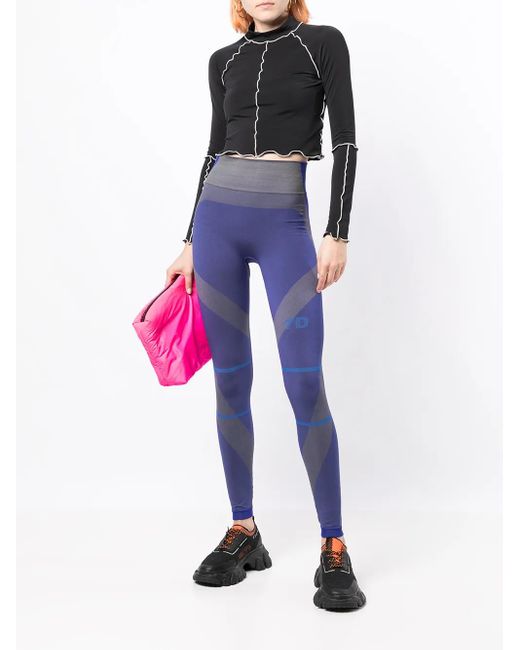7 DAYS ACTIVE Blue Logo-print Panelled Tights