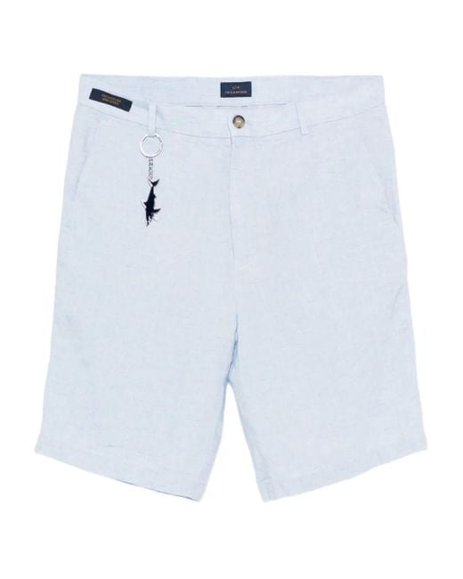 Paul & Shark Blue Linen Keychain Shorts for men