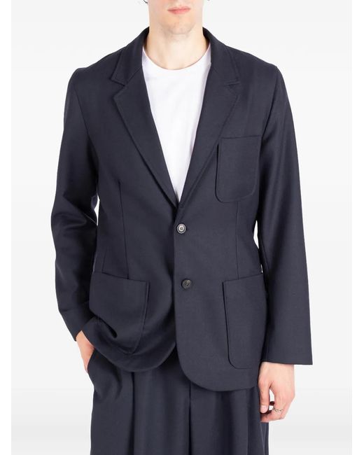 Societe Anonyme Blue Granpa Patch-Pocket Blazer for men