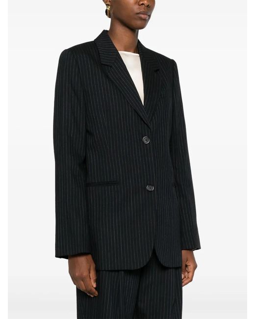 Totême  Black Pinstripe Wool-Blend Blazer