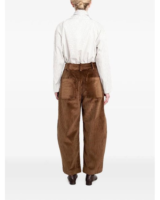 CAWLEY STUDIO Brown Pantalon Robyn En Velours Côtelé