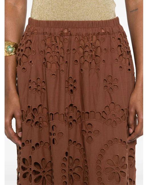 Mc2 Saint Barth Brown Broderie-Anglaise Skirt