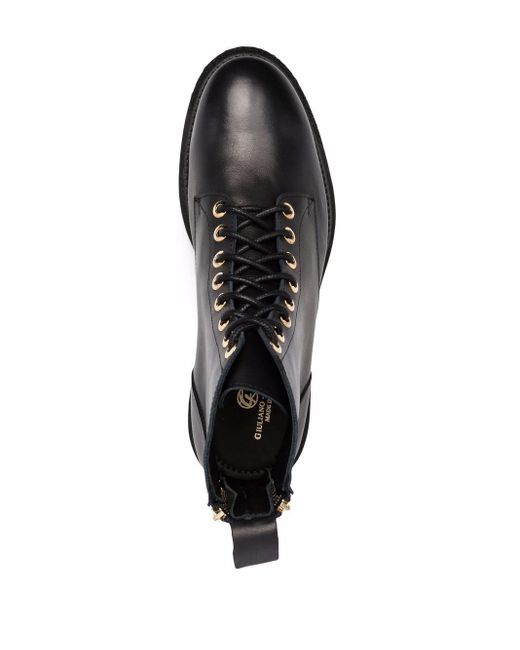 Giuliano Galiano Black Zipped Lace-up Leather Boots for men
