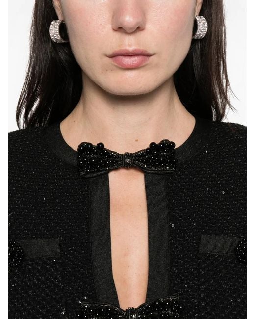 Haut Brodé De Sequins À Manches Courtes Self-Portrait en coloris Black