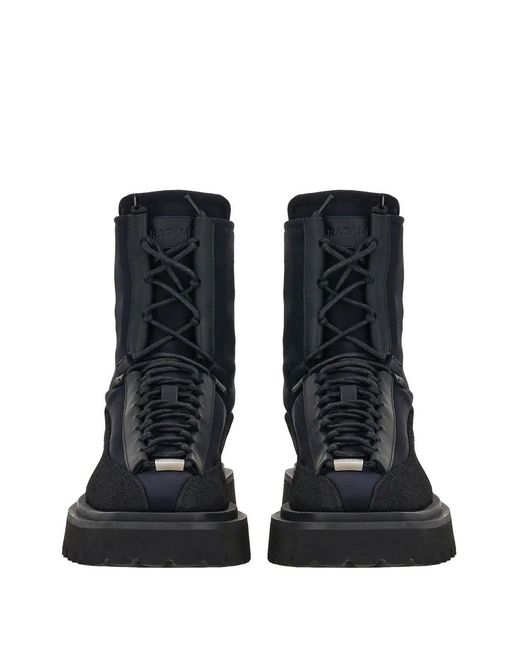 Ferragamo Black Hybrid Combat Boots
