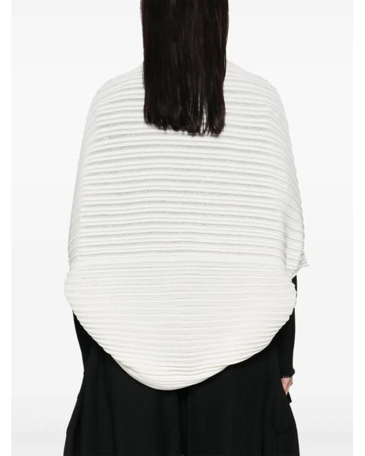Issey Miyake White Ribbed-Knit Cardigan