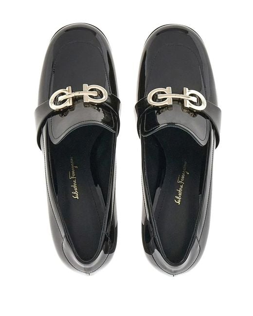 Ferragamo Blue Olivia Patent-Leather 60Mm Loafers
