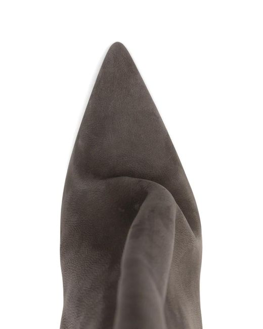 Rick Owens Gray Pointed-Toe Leather Boots