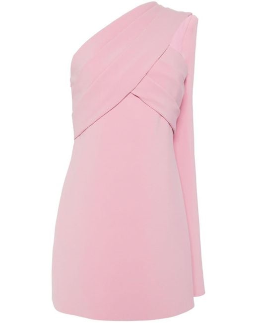 Elie Saab Pink One-shoulder Crepe Minidress