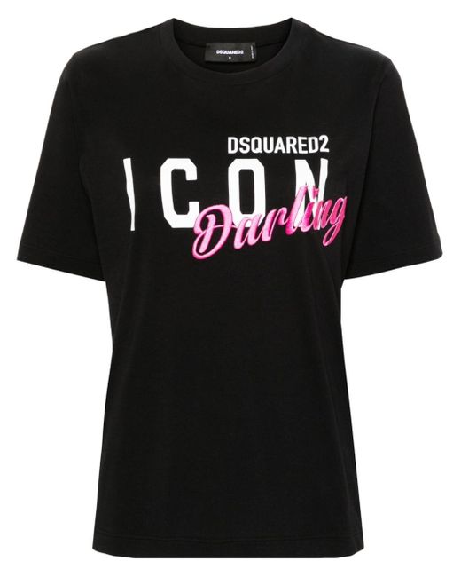 DSquared² T-shirt Met Print in het Black