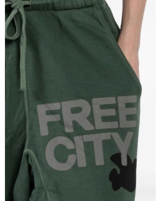 Freecity Green Drawstring Logo-Print Trousers