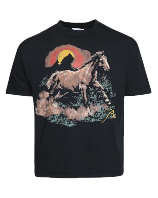 Rhude Black Santos Cotton T-shirt for men