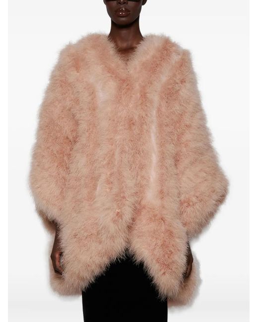 Valentino Garavani Pink Silk Faux Fur Coat