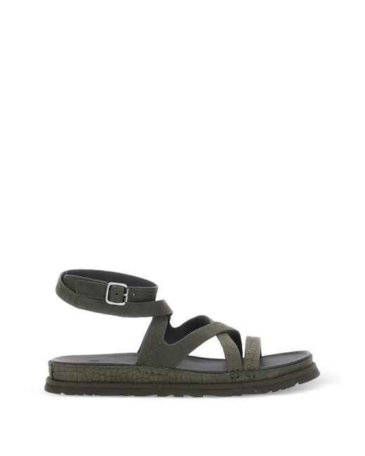 Ugg Black Goldengaze Croc-Effect Multi-Strap Sandals