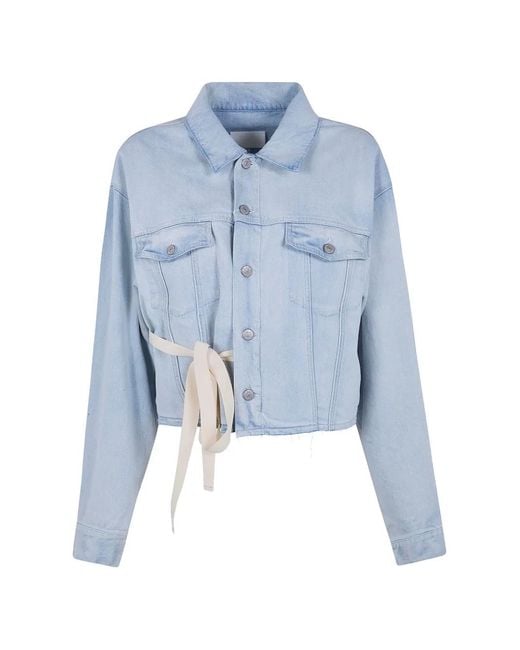 MM6 by Maison Margiela Blue Raw-Hem Denim Jacket