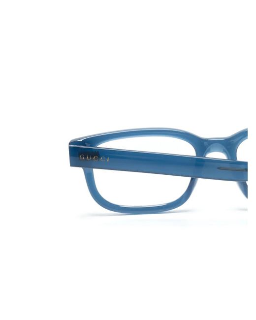 Gucci Blue Transparent Square-Frame Glasses