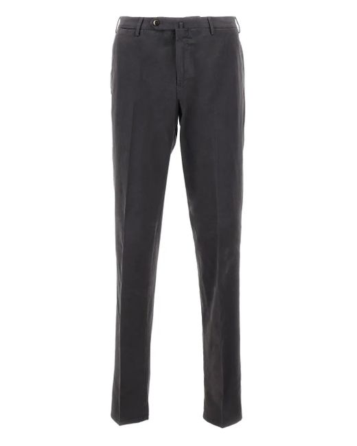PT Torino Gray Front-Closure Side-Pocket Trousers for men