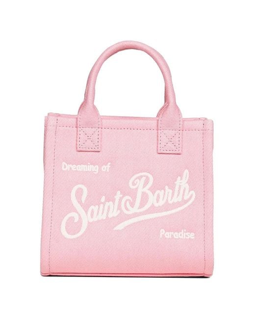Mc2 Saint Barth Pink Mini Sac À Main Vanity À Logo Brodé