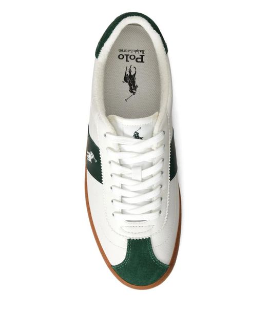 Polo Ralph Lauren White Suede-Panels Leather Sneakers for men