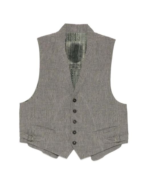 Ziggy Chen Gray Checked Waistcoat for men
