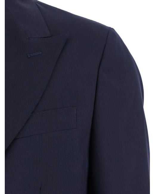 Low Brand Blue Double-Breasted Blazer for men