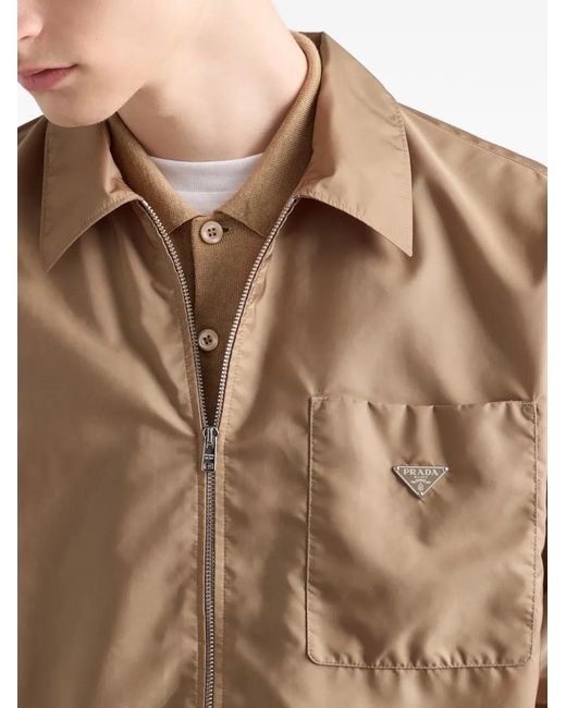Prada Natural Re-Nylon Zipped Woven Shirt for men