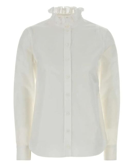 McQueen White Ruffle-Collar Shirt
