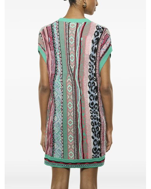 Laneus Green Patterned V-Neck Cardigan