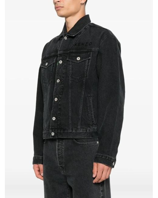 KENZO Black Boke Flower Denim Jacket for men