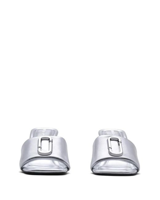 Marc Jacobs White The Metallic J Leather Sandals