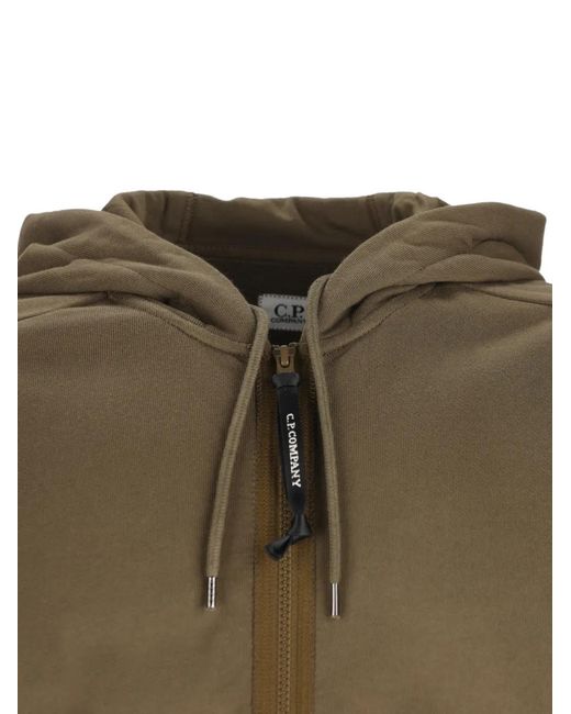 C P Company Green Lens-Detailed Zip-Up Hoodie for men