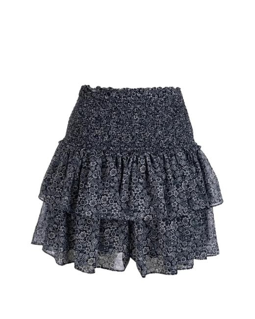 Michael Kors Blue Ruffled Floral-Pattern Skirt