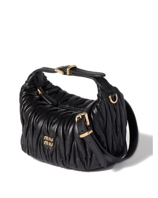 Miu Miu Wander Matelassé Mini Shopper in het Black