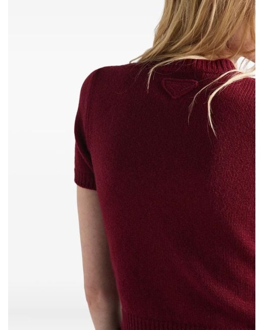 Pull En Cachemire À Design Côtelé Prada en coloris Red